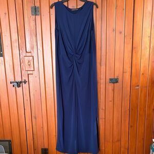 Brooke Shields timeless Elegant Navy Blue Sleeveless Dress Sz L.  RS